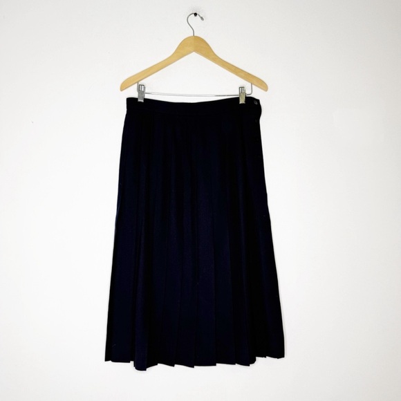 Talbots Vintage Pleated Wool Skirt Navy Blue Size 14 Petite NWT - Picture 3 of 8